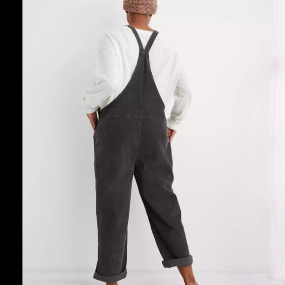 Aerie NEW Corduroy Overall In Charcoal Gray Size M - Picture 4 of 15